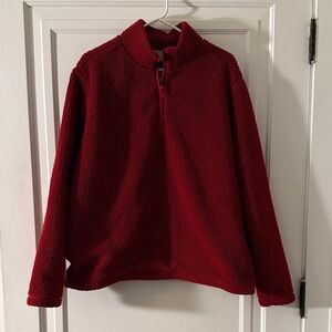 Lands' End Lined Red Half Zip Fleece